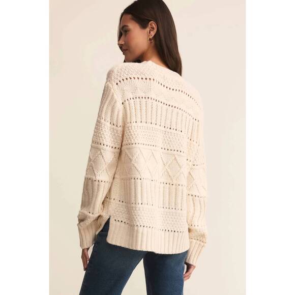 NEW Z SUPPLY cento cable sweater in warm white - Picture 4 of 4